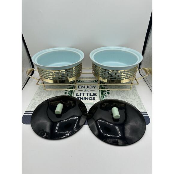 Vintage Turquoise & Black Serving Platter Gold Atomic Chaffe 1950 MCM Retro